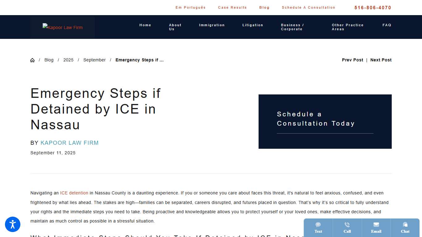 Emergency Steps if Detained by ICE in Nassau Kapoor Law Firm